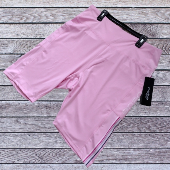 Nwt 🩷 bebe Sports Logo Pink Biker Plus Shorts Sz 2X - Picture 2 of 5